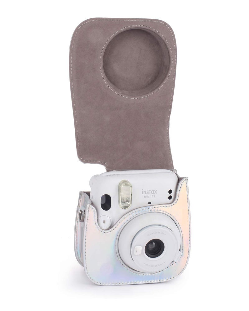 Phetium Instant mini 12 Camera Protective Case Compatible with Instax Mini 12 11,PU Leather Bag with Pocket and Adjustable Shoulder Strap (Magic Silver) - Image 3